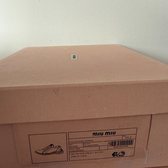 NWT Miu Miu Chunky Low Top Sneakers Gabardine Pink Lace Up White Rubber Soles - Picture 3 of 10